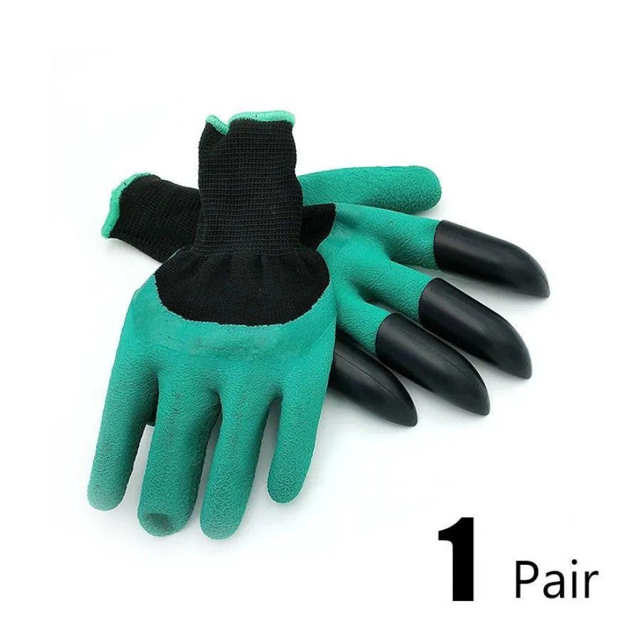 1 pair new Gardening Gloves for garden Digging Planting with 4 ABS Plastic Claws