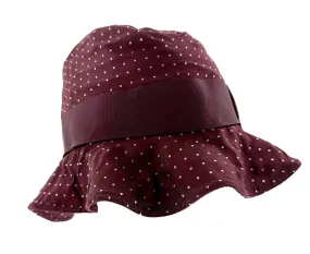 Dolce & Gabbana Pure Silk Burgundy Polka Dot Floppy Hat with Ribbon Band-