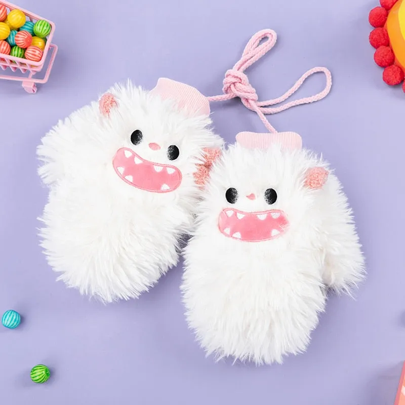 Kawaii Cute Little Monster Plush Gloves