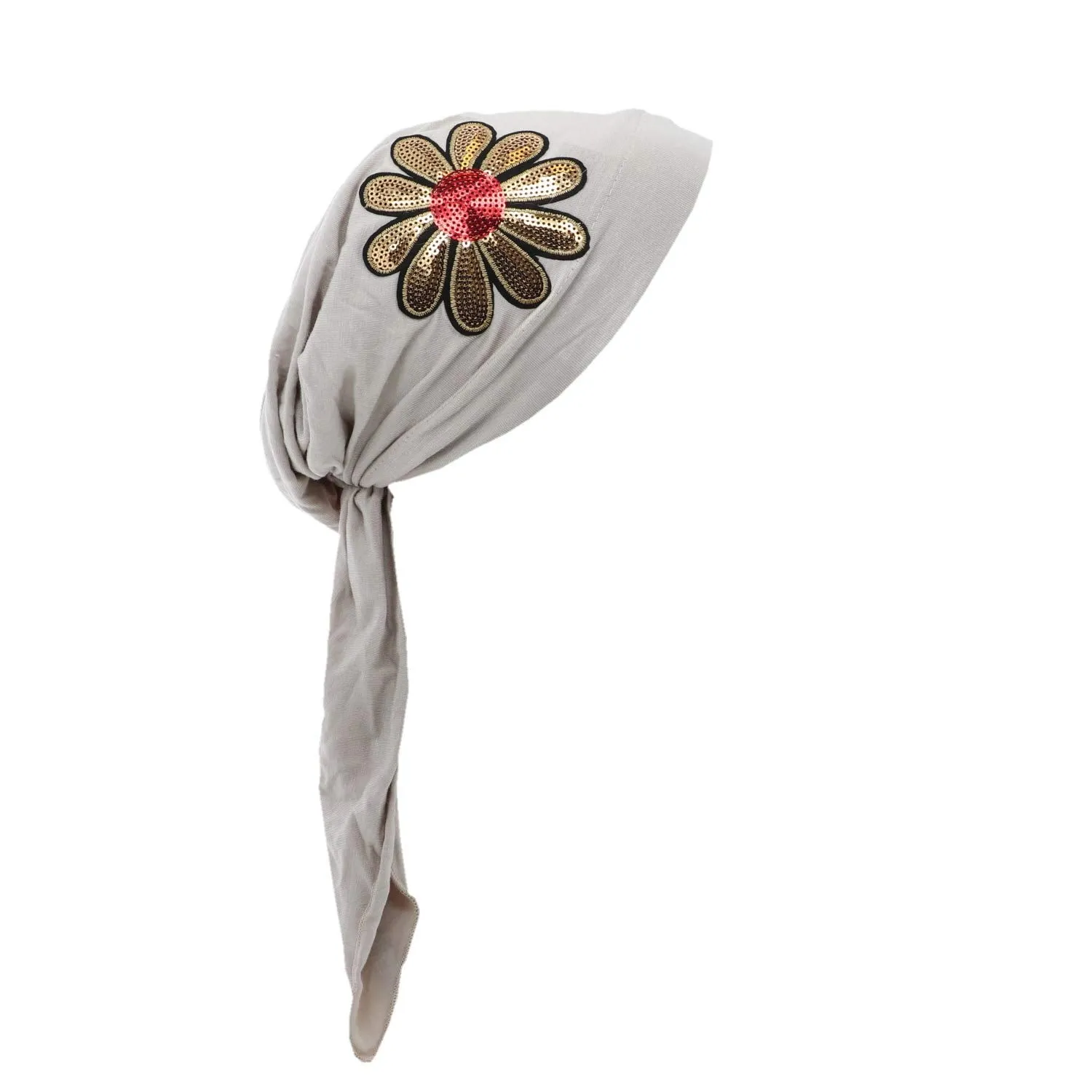 Landana Headscarves Pretied with Large Gold & Red Flower