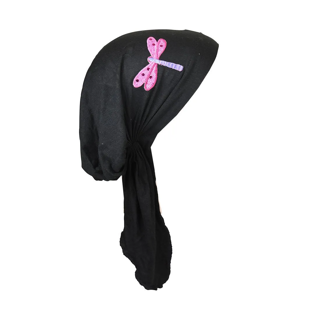 Pretied Head Scarf Sequin Dragonfly Modesty Chemo Cap