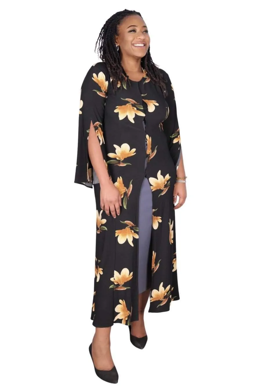 Stretchy Kimono With Flowers