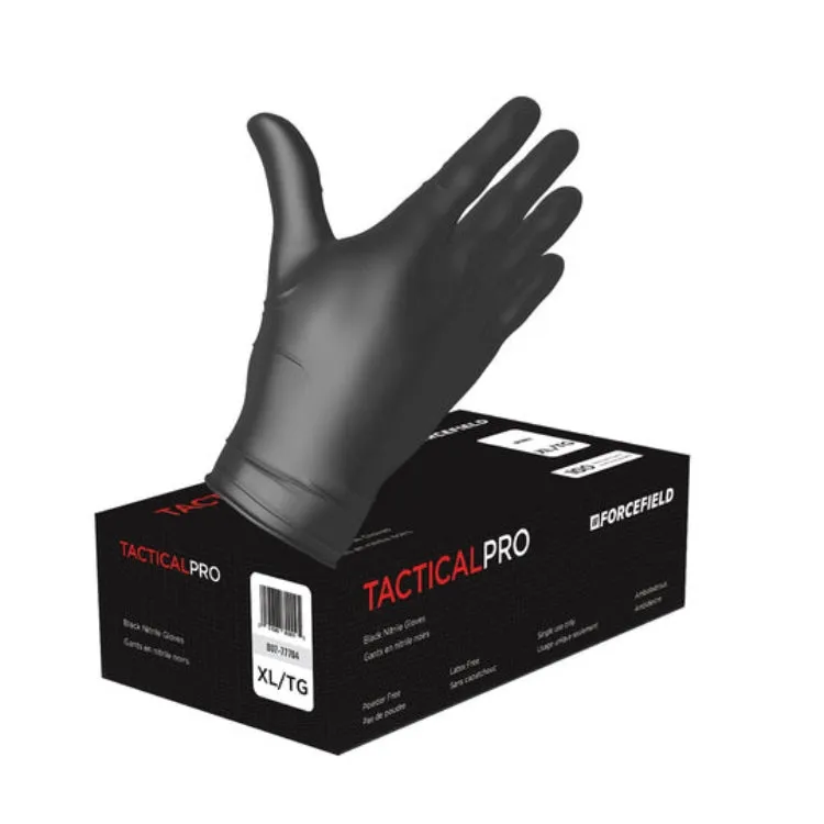 Tactical Pro Disposable Black Nitrile Gloves, XL (Singles or Case)