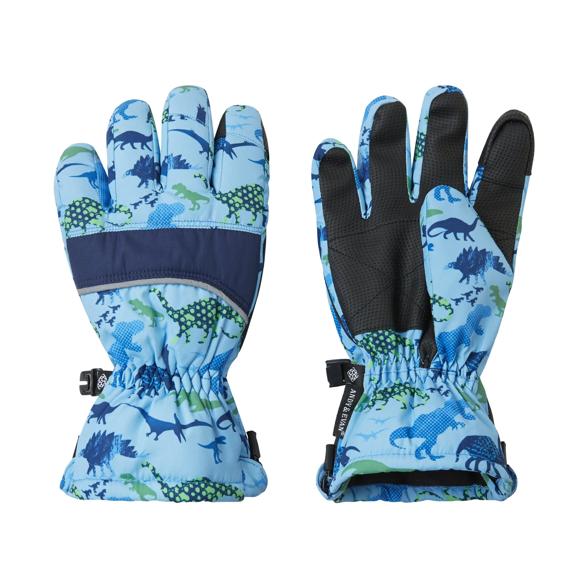 Winter & Ski Glove powered by ZIPGLOVE™ TECHNOLOGY | Blue Dinosaurs