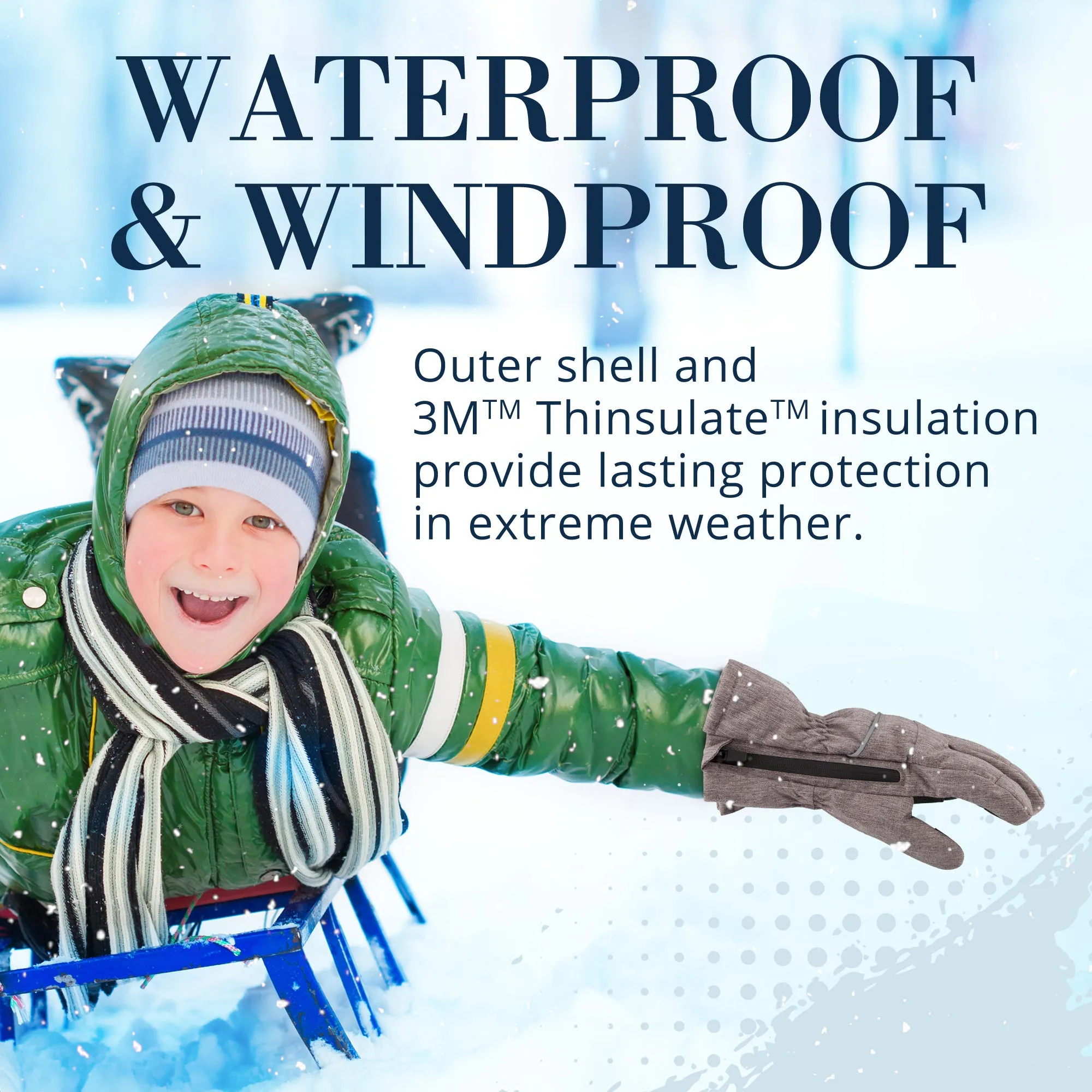 Winter & Ski Glove powered by ZIPGLOVE™ TECHNOLOGY | Grey