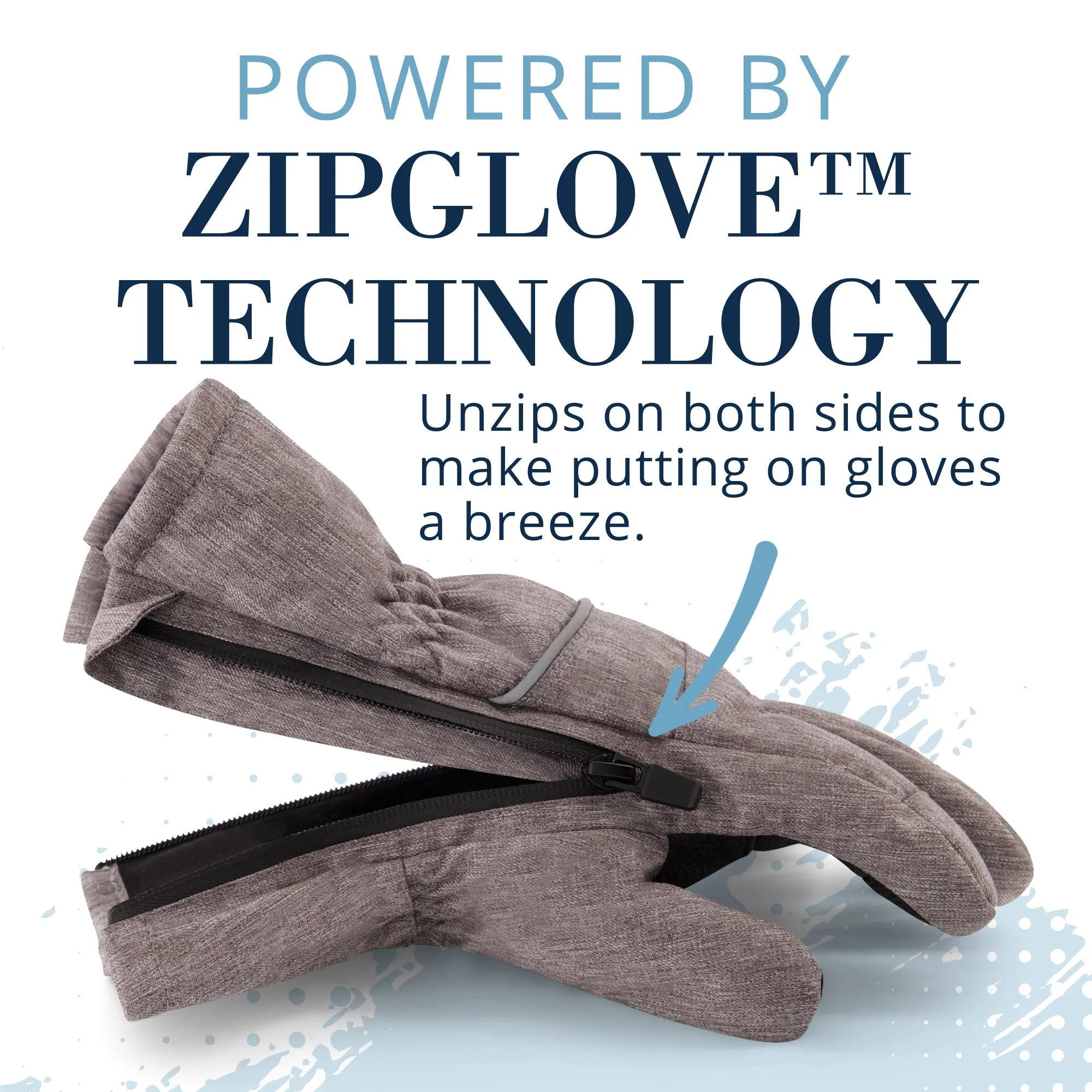 Winter & Ski Glove powered by ZIPGLOVE™ TECHNOLOGY | Grey